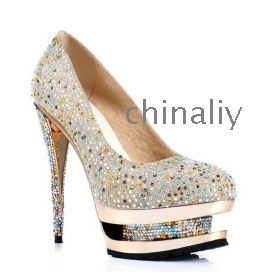 2011 Colorful genuine leather high heels dress shoes, wedding shoes platform high heel shoes two paragraph waterproof 