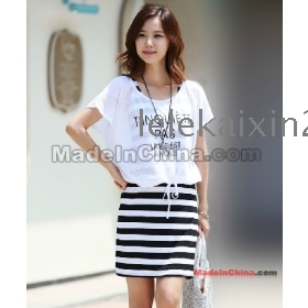 2012 new han edition outfit stripe dress cultivate one's morality bigger sizes two show thin dress