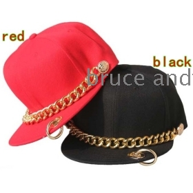 Free Shipping Chain flat brimmed hat, Fashion personality hip-hop cap, Baseball hats, Snapback caps, 2 color