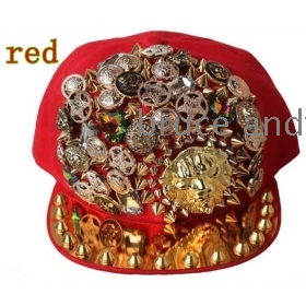 Free Shipping 2013 New Style, Lion  flat brimmed hat, Decorative buckle hip-hop cap, Rivets snapback hats