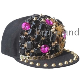 Free Shipping 2013 New Punk Style, Butterfly flat brimmed hat, Rivets hip-hop cap, Bboy hats, Snapback caps