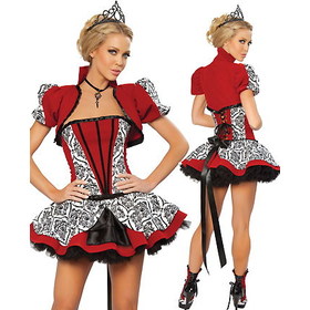 Gothic Velvet Mohair Queen of Hearts Costume-RED