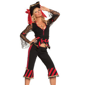 Gorgeous Acrylic Temptress Costume with Hat-BLACK