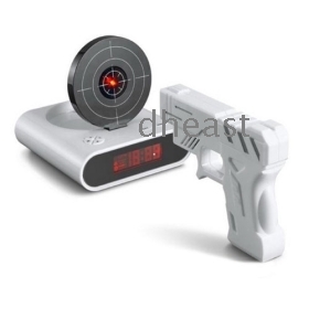 Unique 2.3" LCD Laser Gun Target Shooting Alarm desk Clock Set 