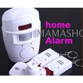 105 Security wireless home Alarm Siren with IR Motion Detector plus 2 Arm/ Disarm Remote Keychains 