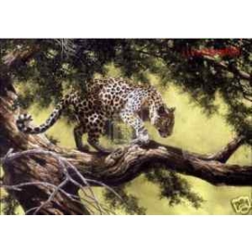 HANDICRAFT OIL PAINTING:LEOPARD WILDLIFE ANIMAL 24x36"0112