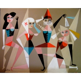 Wholesale - OG EL GATO GOMEZ PAINTING RETRO EAMES MID CENTURY MOD CUBIST ABSTRACT BURLESQUE
