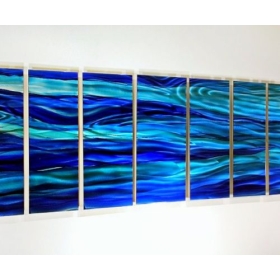 Wholesale -Large Modern Abstract Metal Wall Art Office Decor "Oceanic Blue" 