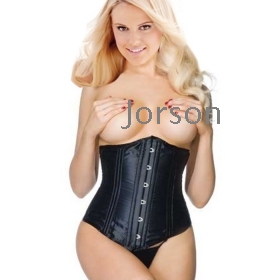 Black Sexy Lingerie Satin Waist Cincher Corset Bustier Underwear G-String 