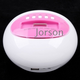 Portable Mini Speaker for A p p le i P h o n e 4/  Card USB Disk FM Radio Line Pink Color,Free Shipping+Drop Shipping 