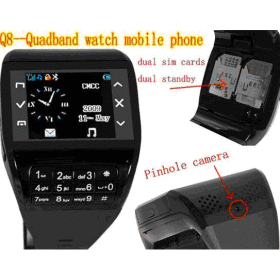 טלפון הסיטוני Q8 Watch טלפון שורש כף יד סלולרי נייד של AT & T Mobile : shippping נעולים SIM הכפול כרטיס המתנה כפולה מסך מגע המצלמה FM Mp3 Mp4 החופשי