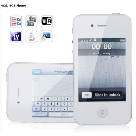3.2 inch 4GS Wifi Analog TV Java Dual Cards  Screen Cell Phone (white)