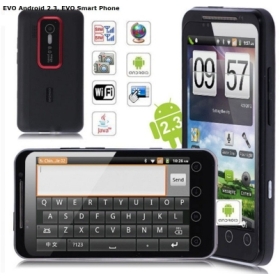 4.3 inch EVO Android 2.3 3G Smartphone WCDMA+GSM WiFi GPS Dual SIM Capacitive  Screen (Black with Red)