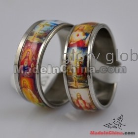 Wholesale NEW 7.5mm Catholic Holy Icon Ring Jesus Rings Virgin Mary Ring Multicolor Stainless Steel Rings Fashion Religious Jewelry