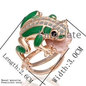 good price Free shipping hot sell Beautiful fashion 18KGP gold plated charm new Elegant Special Noble Unique new FROG crystal ring jewelry TOP High quality best gift GPR15