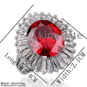 good price Free shipping hot Beautiful fashion 18KGP white gold plated charm new Elegant Noble Unique new Gorgeous Luxury Brilliant ruby Zircon crystal ring jewelry High quality best gift GPR107