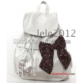 Han edition summer lovely double shoulder pack bowknot female students PU leather bag bag bag