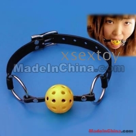  Top Quality xsextoy in sale bdsm Yellow Leather Ring Style R/P Hole Ball Gag Costume Strap