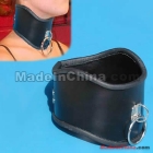 Black Real Leather Neck Posture Collar with O-Ring