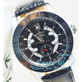 2012 Good New! Mens Tachymeter Date Black Automatic Mechanical Men's Watch Wristwatch Free Ship Gift