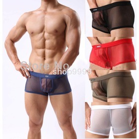 big eye Net Gauze Mens Mesh Short man Mesh Soft Underwear See Through Trunks Lingerie Transparent Boxers Trunks Bottoms M L XL XXL