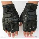 5pairs hot Army Airsoft Mens Black Leather fingerless Gloves