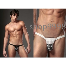 2pcs N2N Men's underwear gauze low waist Net Sheer Pocket Sling panties Thongs
