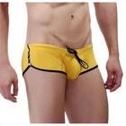 Mens Rivet Snapper Button Closure Swimwear Beach Pants Sports Beachwear Boxers shorts with Tie Front Shoelace Swim Trunks Suits