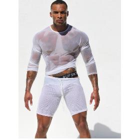 divat szexi átlátszó lélegző mesh Ultravékony géz net vékony selyem hosszú ujjú pólók elegáns férfi szórakozóhely
