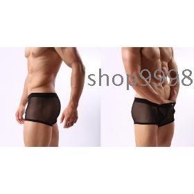 COCKCON breathable transparent sexy men's mesh boxer Shorts