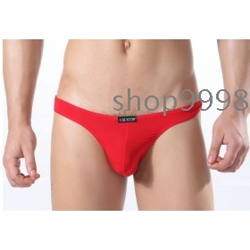 Cockcon Silky -thin sexy men's underwear U convex thong transparent low waist thongs  L blue