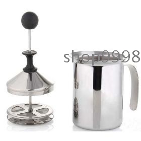 Double mesh milk creamer foamer frother Stainless steel with delicate coffee 400ml