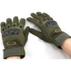 hot O Tactical Full Finger Hard Knuckle Soft Leather Glove Green
