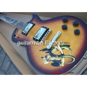 New Arrival  High Quality  Electric Guitar Yellow with Snake Fingerboard stock Top 