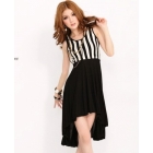 Free shipping 2012 new women's fashion Irregular long striped dress 6303 shirt dresses