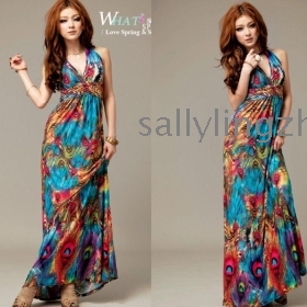 Free shipping cheap women dress,maxi dress,bohemian Floral dress 