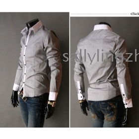 2013 NEW Foreign trade Explosion models Leisure collision color collar slim long-sleeved  shirts 5 color