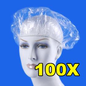 Wholesale -Pack of 100 Disposable Hat One-Off Shower Bathing Cap Salon Hotel Elastic Clear #N601