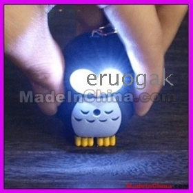 Wholesale-LED Light Keychain OWL With Sound Animal Toy Keyring-E3