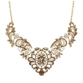 Wholesale-New  Style Gold Plated  Effect Darkening Symmetry Flower Necklace#R582