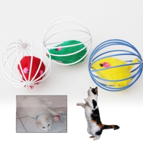 Wholesale-Colorful Brand New Pet  Kitten Gift Funny Play Toys Mouse Ball#S581