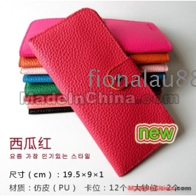 011304 Faux Leather Bag Lady Fashion Wallet Mujeres carpeta larga de cuero monederos Wrist Wallet