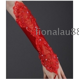 Hot Sell Red  Gloves Wedding Gloves Evening Party Gloves Opera Gloves Without Fingers