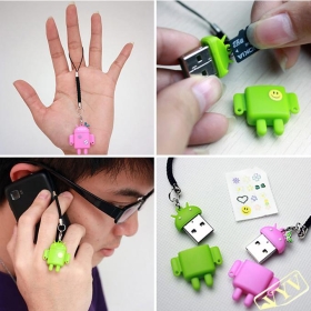 Mobile phone accessories USB Card Reader Android Robot Doll Lover Mobile Phone Strap Chains 