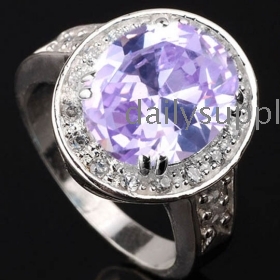 Oval 10X12 wygrawerowane kobiecych Symulowane Światło Amethyst Prawdziwe 925 Sterling Silver Ring Rozmiar 8 S6587 Nal