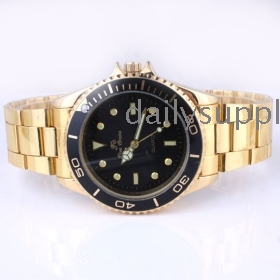  Design unisex men Golden Band Black Face Stainless Steel Quartz Watch N7444 STL Mens Gift