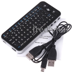 Doprava zdarma 4 v 1 2.4GHz iPazzPort Mouse Mini Fly Air Bezdrátová klávesnice s IR dálkový ovladač QWERTY klávesnice + kartonová krabice