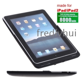 Free Shipping + Drop Shipping Musta ladattava Life Backup akku suojakotelo iPad iPad2