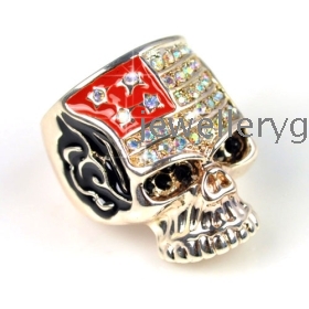 FREE SHIPPING ,Wholesale the nation country flag design cool skull casting  the ring 18mm ,3PCS/LOT ,RN-614 