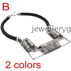 Free shipping jewelry ,Charm wire bind handmade rhinestone inlay arc necklace , NL-1580